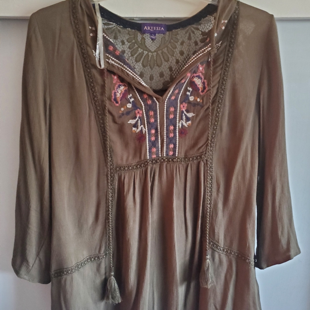 Olive green womens Artesia top